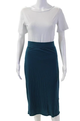 Helmut Lang Mujer Lápiz Recto Largo Rayón Sólido Falda Azul Talla M Foto 1 de 4