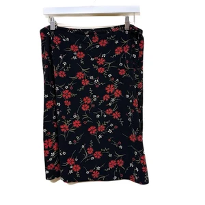 Gonna Ann Taylor rossa floreale slinky anni 90 lunghezza ginocchio donna 12 nera - Foto 1 di 5