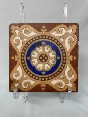 Azulejo encáustico - Maw & Co. - Benthall Works - Broseley - Salop - Marcado - Salvamentado Foto 1 de 4