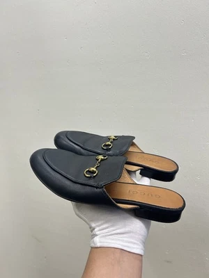 Mocasín Gucci Princetown Mule Horse Bit Mujer, Talla 36 EU 6 EE. UU. Negro GM87 Foto 1 de 4