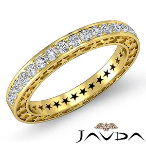 Runder gepflasterter Diamant Stern Ewigkeit Ehering Damen Band 14 Karat Gelbgold 0,45 kt - Bild 1 von 6