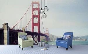 3D Suspension Bridge Self-adhesive Removeable Wallpaper Wall Mural - Picture 1 of 8