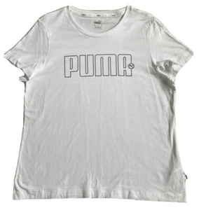 Puma Women’s T-Shirt Size XL White Big Logo Short Sleeve Crew Neck Tee - Picture 1 of 4
