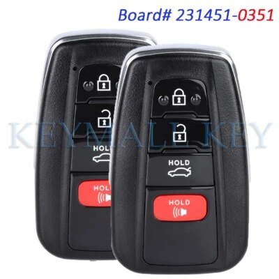 2 231451-0351 Remote Key Fob for Toyota Camry 18 19 2020 2021 2022 2023 HYQ14FBC - Image 1 of 4