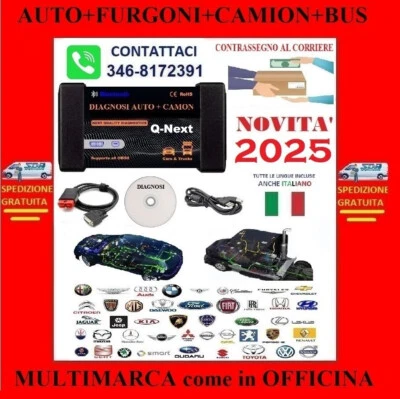 ⭐⭐⭐ DIAGNOSI AUTO MULTIMARCA PROFESSIONALE OBD CAMION BUS TESTER LETTORE SPIE ⭐⭐ - Immagine 1 di 4