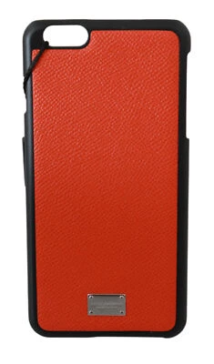 DOLCE & GABBANA Phone Cover Orange Leather Silver DG Logo iPhone 6 Plus $300 - Image 1 of 4