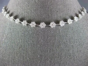 15Ct Round Cut Simulated Diamond Tennis Necklace 14K White Gold Finish - Picture 1 of 7