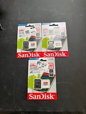 Lot of 3 SanDisk Ultra MicroSDXC UHS- I Card– 64 GB, Speed up to 128 MB