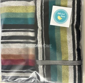 2 pc Missoni Home Bath & Hand Towels Barnaby New Multi-color Stripe Portugal - Picture 1 of 11