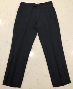 Anderson Sheppard Dress Pants Approx SZ 32 Blue Custom Made Unlined Ankle Length - Picture 1 of 9
