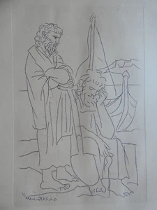 Pablo PICASSO - Deux Vieux au Bord de la Mer avec une Pelle et une Barque, 1962 - Picture 1 of 4