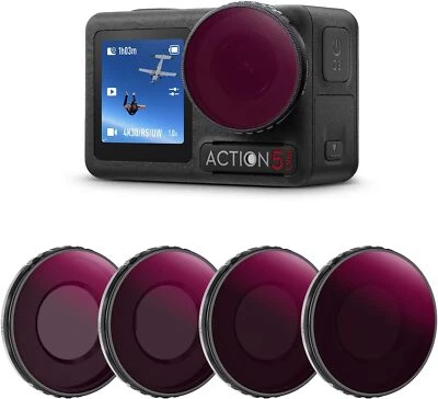 K&F Concept 4 Pack Screw On ND/PL Filter Kit for DJI Osmo Action 5 Pro/ Action 4 - Image 1 of 4