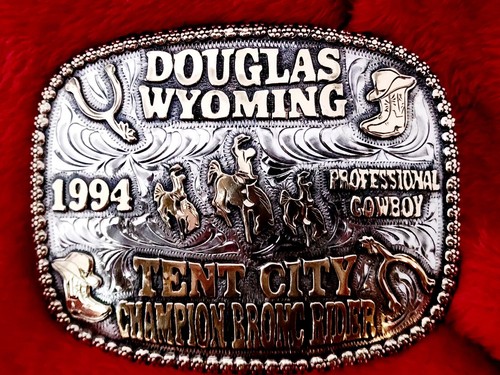 FIBBIA CINTURA BRONC RIDING PRO RODEO CHAMPION TROPHY☆DOUGLAS WYOMING☆1994☆RARA☆101
