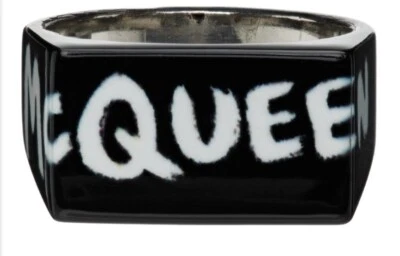 Alexander McQueen Black & White Graffiti Ring MADE IN ITALY Brand New - Image 1 of 4