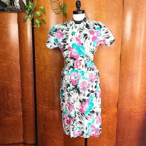 1940’s 40s Does 1980’s 80s Vintage Wrap Floral Stuart Alan Dress Sundress S M - Picture 1 of 12
