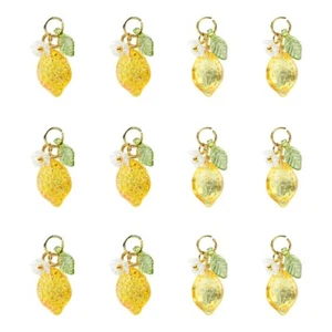 20x Glass Acrylic Lemon Dangle Charm Pendant for Earring Necklace Jewelry Making - Picture 1 of 7