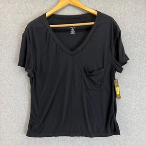 Copper Key Black V-Neck T-Shirt Tee Front Pocket Rayon Blend Womens Size XL NWT - Picture 1 of 10