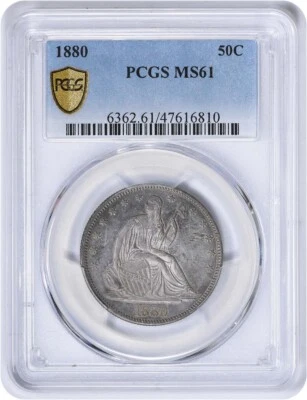 1880 Liberty Seated Silver Half Dollar MS61 PCGS - Image 1 of 4
