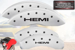 2022-2025 Ram 1500 Front + Rear White MGP Brake Disc Caliper Covers "HEMI" 4pc - Picture 1 of 10