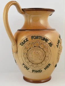 Rare Doulton Lambeth 1891 Large Motto Jug Take Fortune As You Find Her Devil Jug - Picture 1 of 6