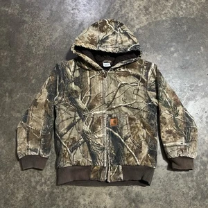 Carhartt RealTree Hardwoods Camo Hooded Duck Hunting Jacket Youth Medium (10-12) - Picture 1 of 8