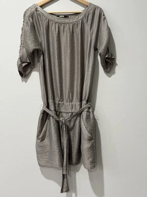 Vestido para mujer The Limited gris medio brillante mezcla de lino bolsillos en la cintura caídos Foto 1 de 4