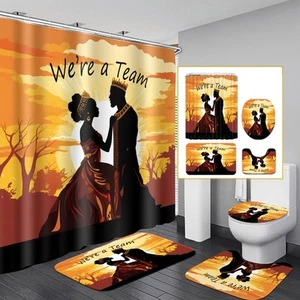 4PCS African American Shower Curtain Sets, Inspirational Quotes Black King Qu... - Picture 1 of 7