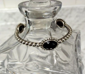 Lagos Maya Oval Onyx Rosecut Doublet Armreif Armband - 3 Stationen - Sterling Silber - M - Bild 1 von 13