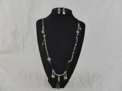 NEXT Multi Beaded Textured Feather Necklace & Earrings Set Unboxed - Image 1 of 4