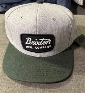 New Brixton Mfg Company Logo Gray Black Snapback Hat Cap OSFA - Imagen 1 de 5