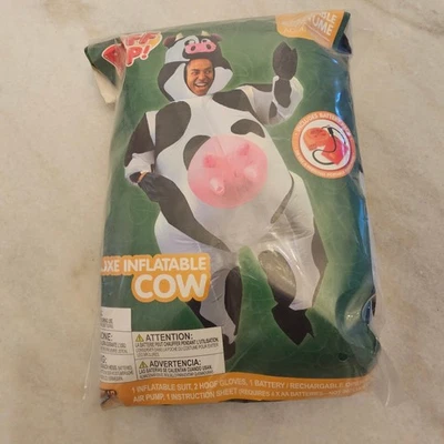 Puff Me Up One Size Adult Air Blow-up Halloween Inflatable Cow Deluxe Costume - Image 1 of 4