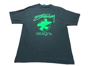 Vintage Y2K Surf Stussy Designs Grafik T-Shirt schwarz grün Größe Large - Bild 1 von 8