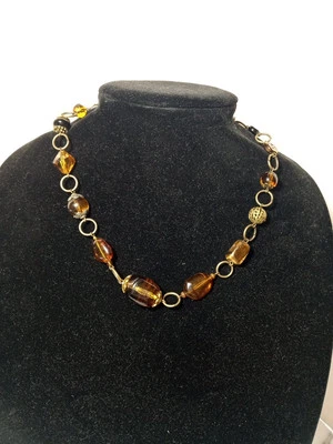Collar Treska Cadena Con Cuentas de Vidrio Marrón Precioso Estilo Occidental  Foto 1 de 4