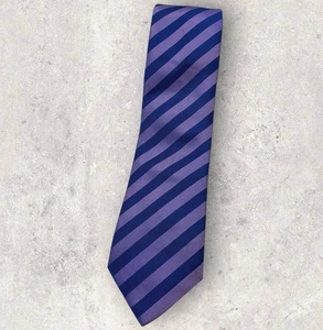 THOMAS PINK Silk Tie Purple Blue Striped W:3.2" EUC - Picture 1 of 5