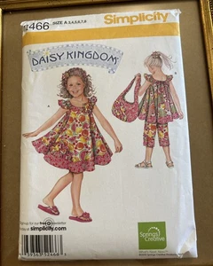 Vestito bambino margherita regno top pantaloni capri fascia modello semplicità tg 3-8 - Foto 1 di 6