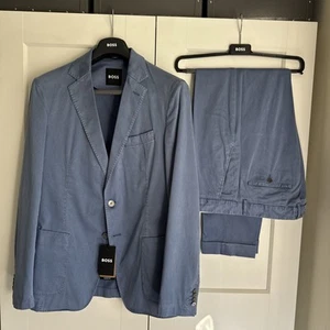 HUGO BOSS MENS C-HANRY-D341 2PIECE SLIMFIT SUIT 40r/34r OPEN BLUE BNWT RRP £429 - Picture 1 of 18