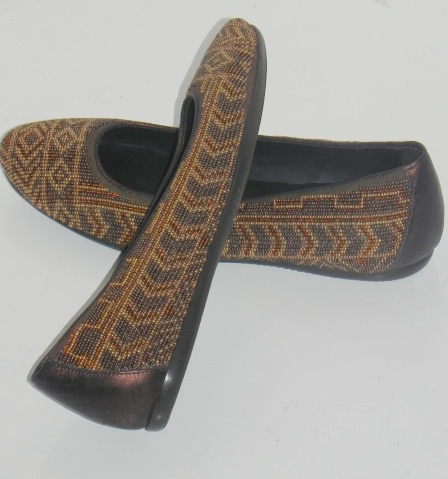 Alfombra Donald Pliner Hasin Bronce Cuentas Antigua Metálica Plana 8.5 Foto 1 de 1