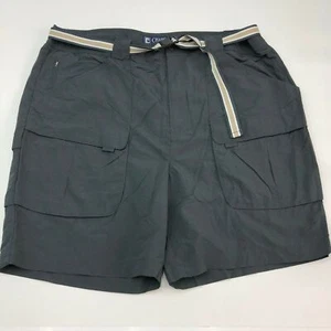 Chaps Cargo Shorts Mens 42 Gray Waist Belt Nylon Softshell Flat Front Casuals - Picture 1 of 8