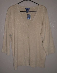 Cárdigan Venezia Dorado Metálico Suéter Botón Frontal Manga 3/4 Mujer 22/24 Nuevo con Etiquetas - Imagen 1 de 9