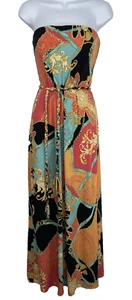 Vintage Cache Small Strapless Baroque Maxi Dress Versace Vibes - Picture 1 of 10