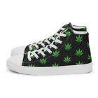 Men’s high top canvas shoes Cannabis Leave Black/Green