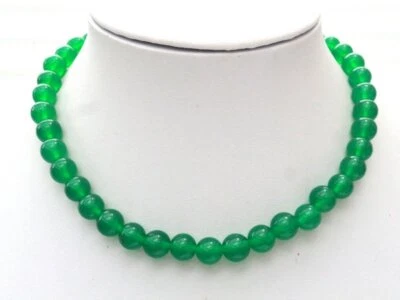 GOLDJUNGE69 * LA LUNA JADE EDELSTEIN KETTE GRÜN - 44 cm - 10mm *NEU*925er SILBER - Bild 1 von 3