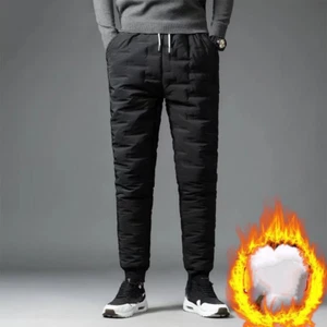 Thermal Trousers Mens Padded Thicken Sweatpants Winter Casual Sports Warm Pants - Picture 1 of 10