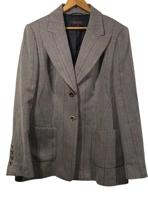 Blazer de lana Escada para mujer gris espiga rosa a cuadros 44 EE. UU. 14 Academia Carrera Foto 1 de 4