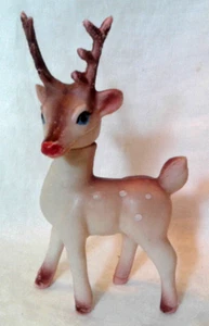 Vintage MCM(?) Gummi/Kunststoff Rentier - Kopf bewegt sich - Hongkong - Bild 1 von 6