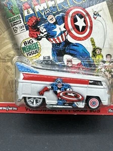 2020 Hot Wheels WHITE VW VOLKSWAGEN DRAG BUS Captain America Marvel 1/5 RRs LOOK - Picture 1 of 3
