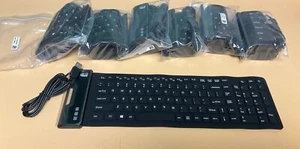 Lot of 7 Adesso AKB-222UB Antimicrobial Foldable Waterproof Compact Keyboards - Picture 1 of 7