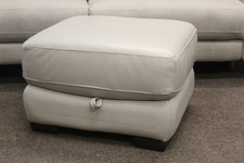 WORLD OF LEATHER STORAGE FOOTSTOOL IN FEATHER GREY LEATHER (629)