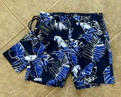 Polo Ralph Lauren Golf Swim Trunks Shorts 33 Navy Parrot & Polo Crest $125 NWT - Image 1 of 4