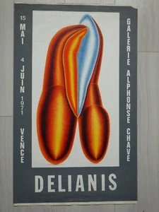 Affiche Expo STEPHANE DELIANIS Galerie Alphonse Chave Vence 1971 Lithographie - Foto 1 di 4